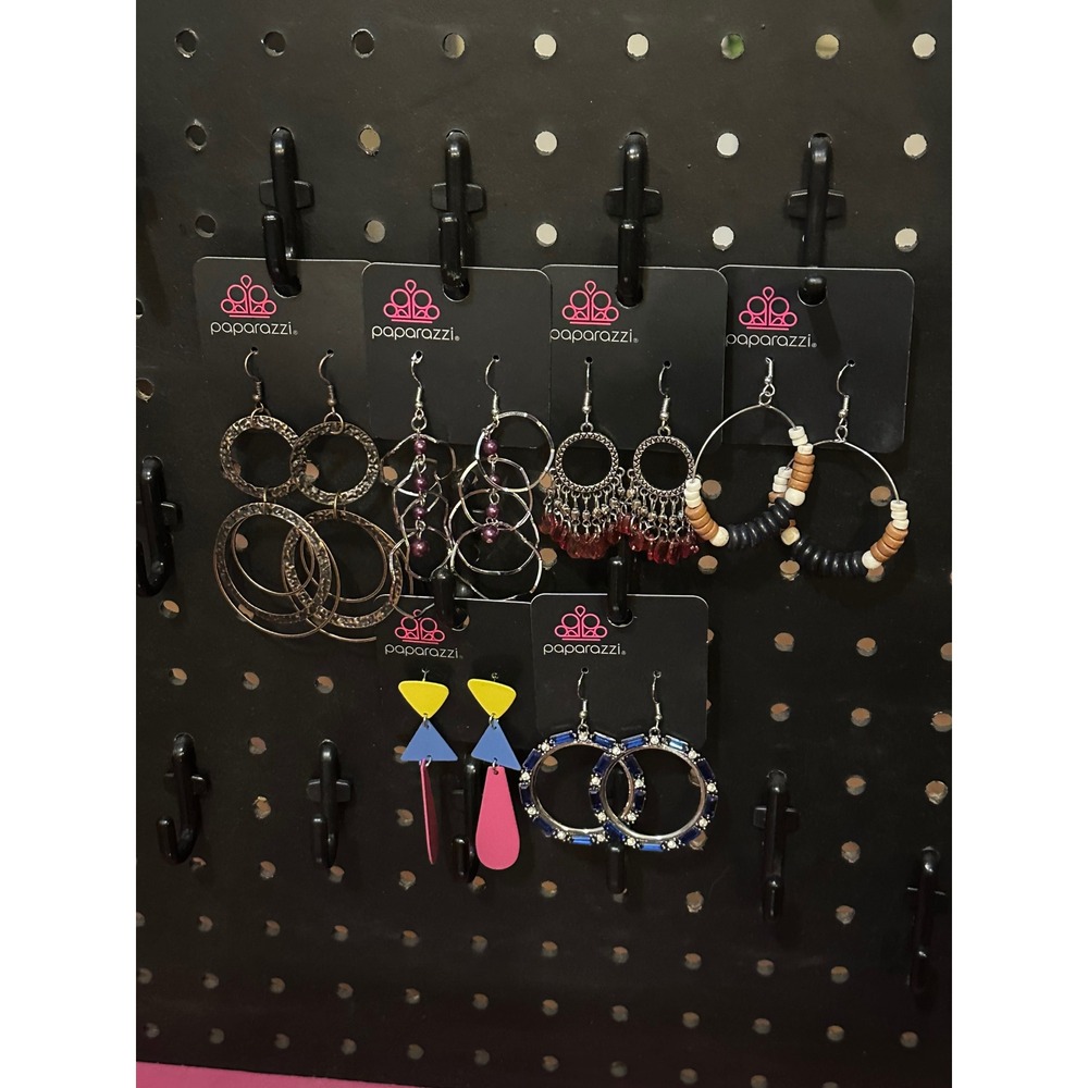 NWT Paparazzi Earring Bundle 6 Pairs Hoop Chandelier Geometric Rhinestone New